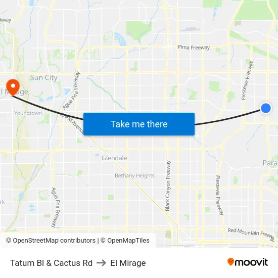 Tatum Bl & Cactus Rd to El Mirage map