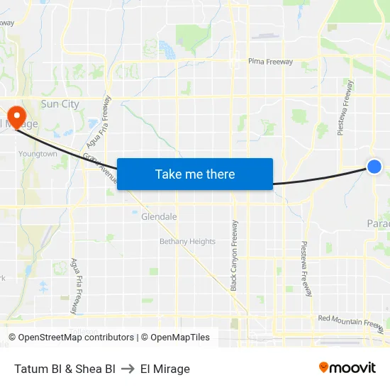 Tatum Bl & Shea Bl to El Mirage map