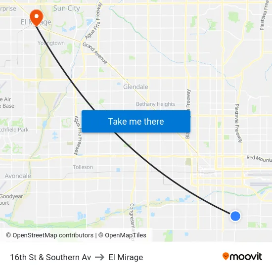 16th St & Southern Av to El Mirage map
