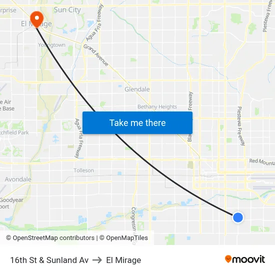 16th St & Sunland Av to El Mirage map