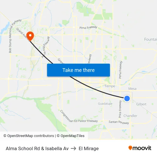 Alma School Rd & Isabella Av to El Mirage map