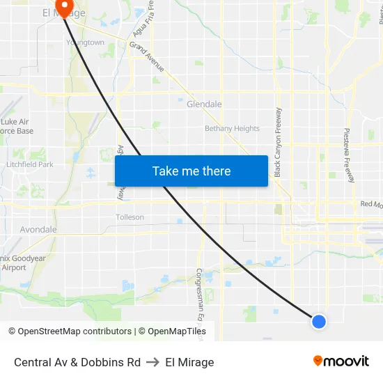 Central Av & Dobbins Rd to El Mirage map