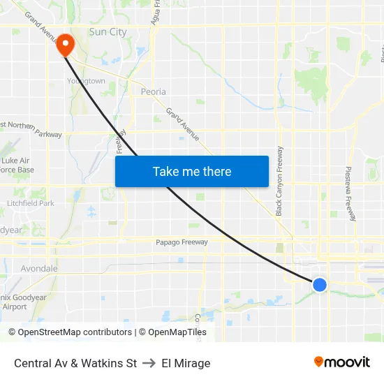 Central Av & Watkins St to El Mirage map