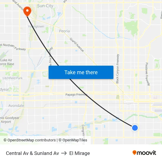 Central Av & Sunland Av to El Mirage map
