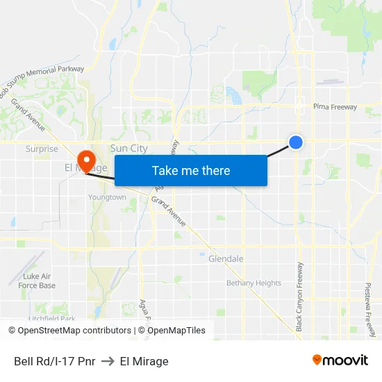 Bell Rd/I-17 Pnr to El Mirage map