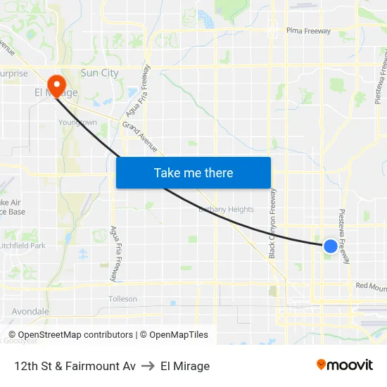 12th St & Fairmount Av to El Mirage map