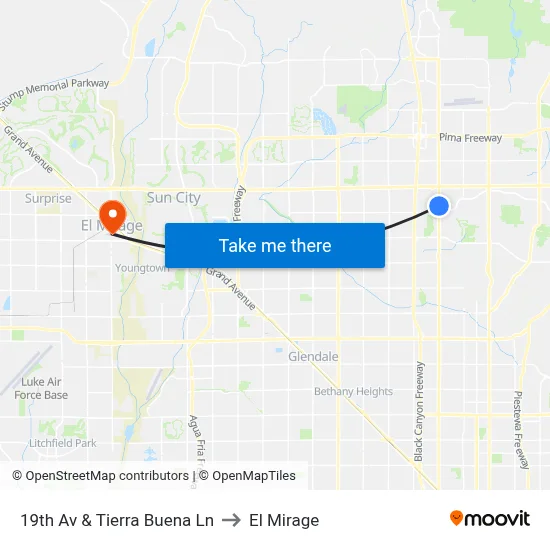 19th Av & Tierra Buena Ln to El Mirage map