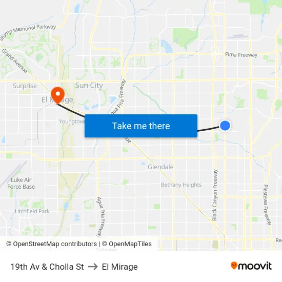19th Av & Cholla St to El Mirage map