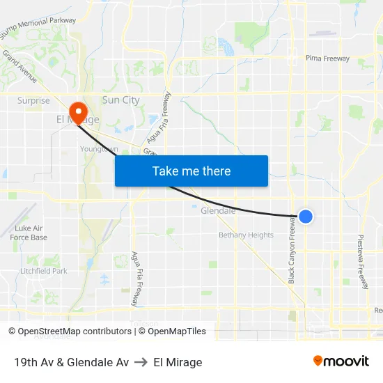 19th Av & Glendale Av to El Mirage map