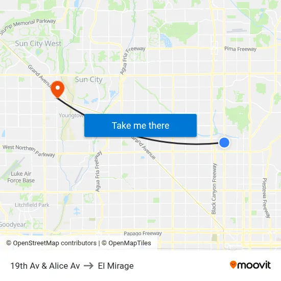 19th Av & Alice Av to El Mirage map