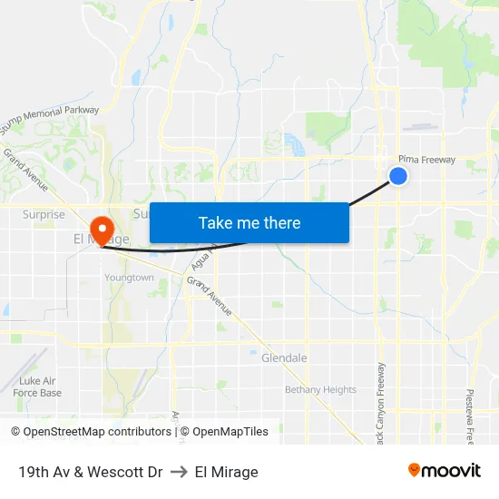 19th Av & Wescott Dr to El Mirage map