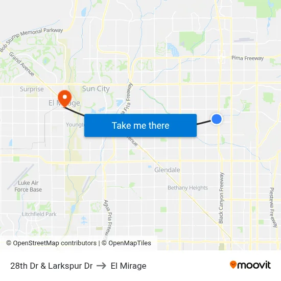 28th Dr & Larkspur Dr to El Mirage map