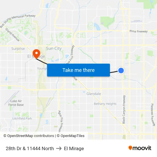 28th Dr & 11444 North to El Mirage map
