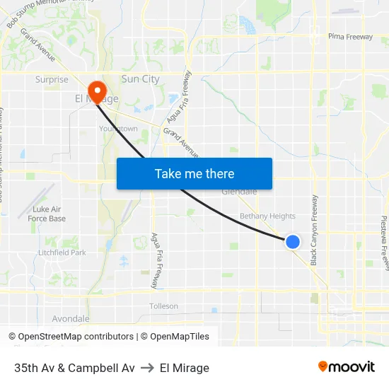 35th Av & Campbell Av to El Mirage map