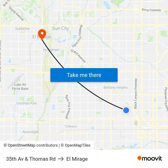 35th Av & Thomas Rd to El Mirage map