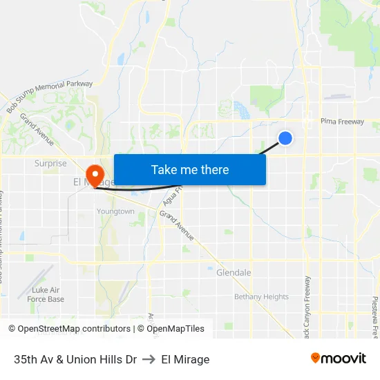 35th Av & Union Hills Dr to El Mirage map