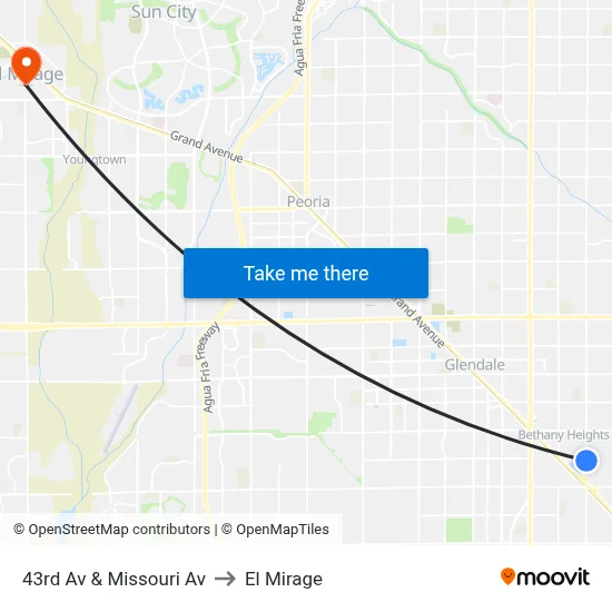43rd Av & Missouri Av to El Mirage map
