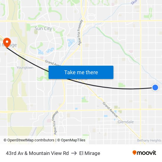 43rd Av & Mountain View Rd to El Mirage map