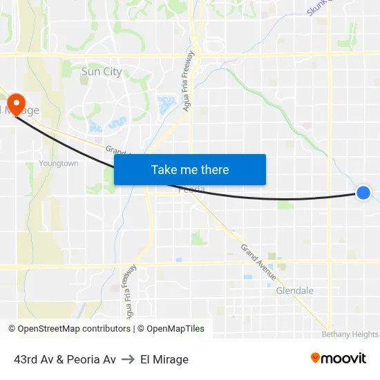 43rd Av & Peoria Av to El Mirage map