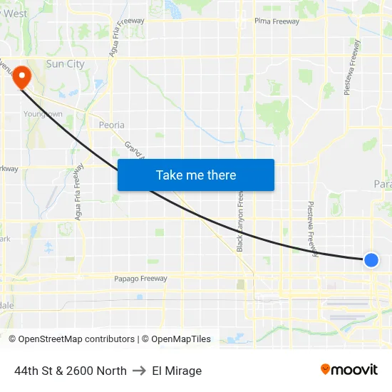 44th St & 2600 North to El Mirage map