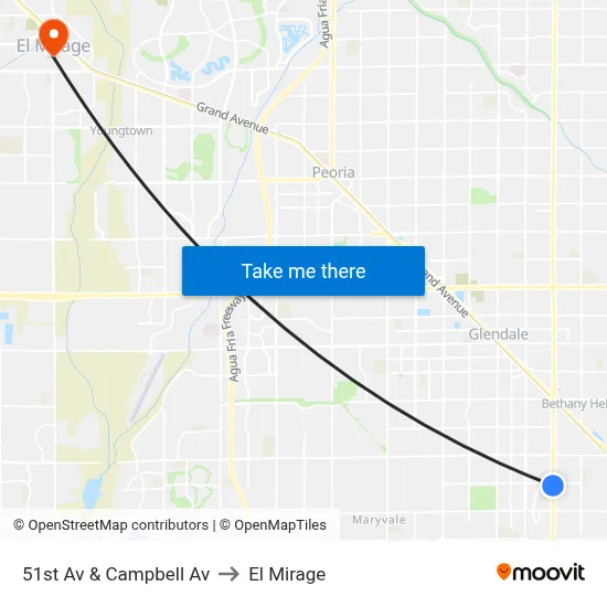 51st Av & Campbell Av to El Mirage map
