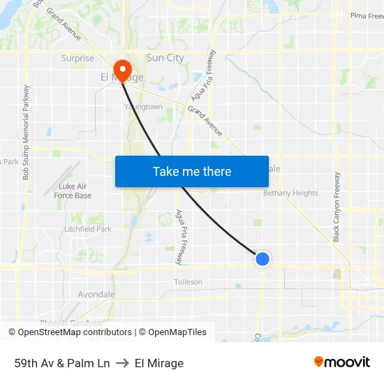 59th Av & Palm Ln to El Mirage map
