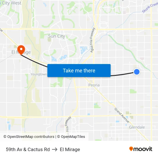 59th Av & Cactus Rd to El Mirage map