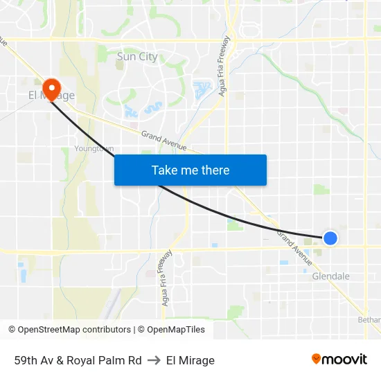 59th Av & Royal Palm Rd to El Mirage map