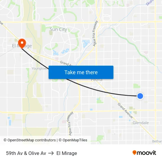 59th Av & Olive Av to El Mirage map