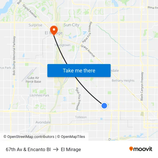 67th Av & Encanto Bl to El Mirage map