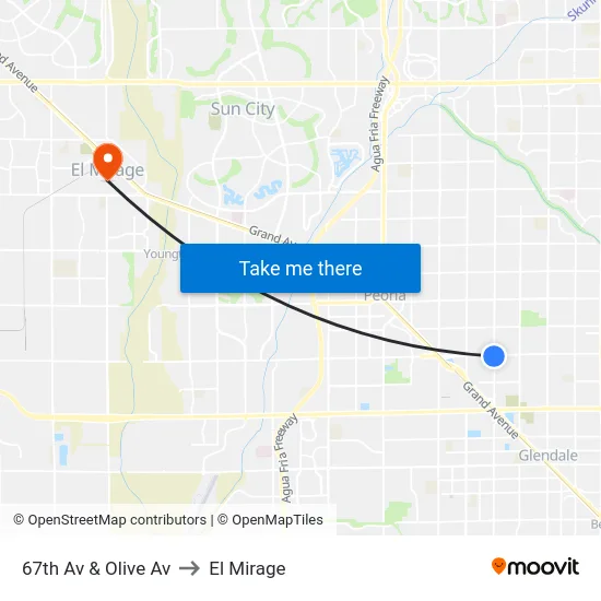 67th Av & Olive Av to El Mirage map