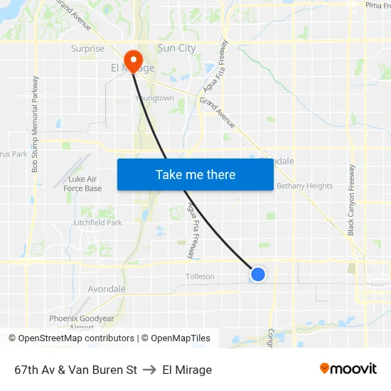 67th Av & Van Buren St to El Mirage map