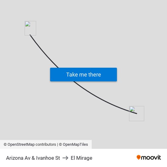 Arizona Av & Ivanhoe St to El Mirage map