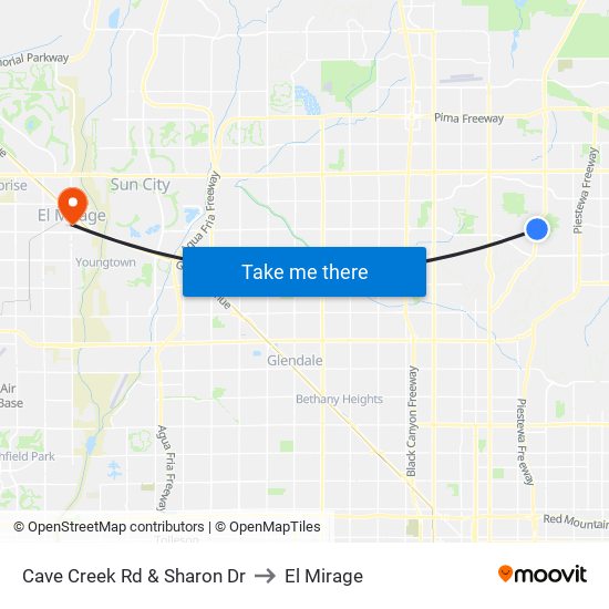 Cave Creek Rd & Sharon Dr to El Mirage map