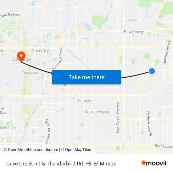 Cave Creek Rd & Thunderbird Rd to El Mirage map