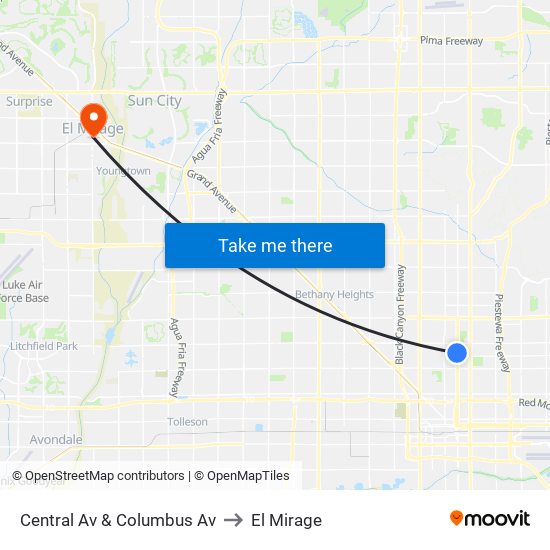 Central Av & Columbus Av to El Mirage map