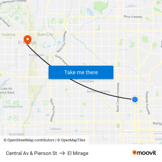 Central Av & Pierson St to El Mirage map