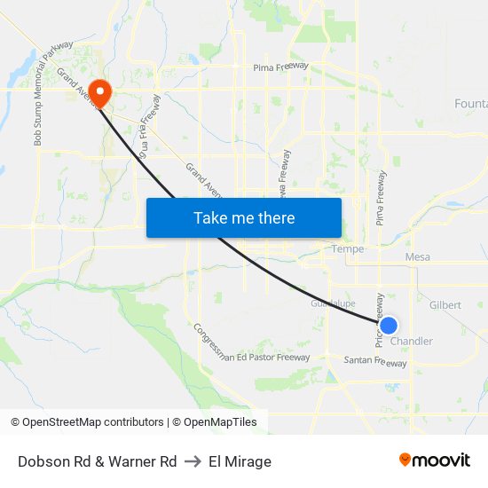 Dobson Rd & Warner Rd to El Mirage map