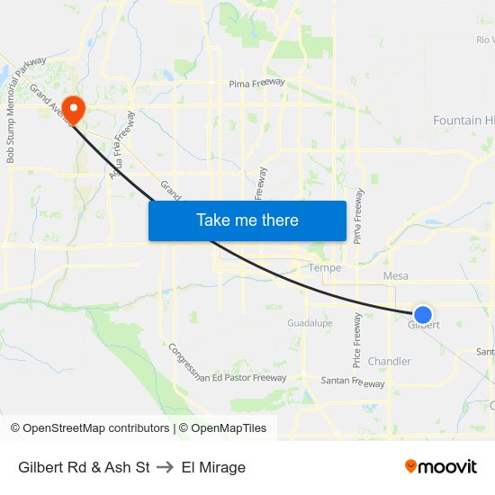 Gilbert Rd & Ash St to El Mirage map