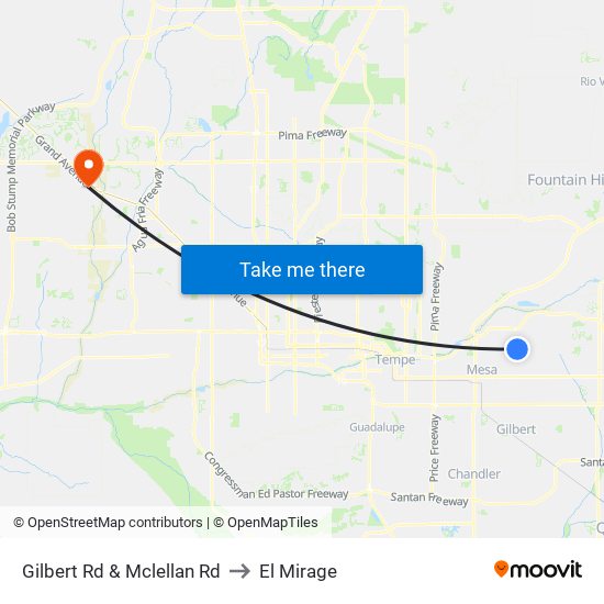 Gilbert Rd & Mclellan Rd to El Mirage map