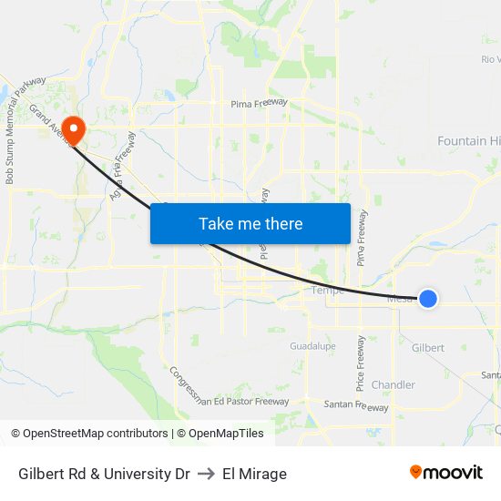 Gilbert Rd & University Dr to El Mirage map