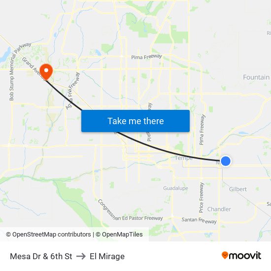 Mesa Dr & 6th St to El Mirage map