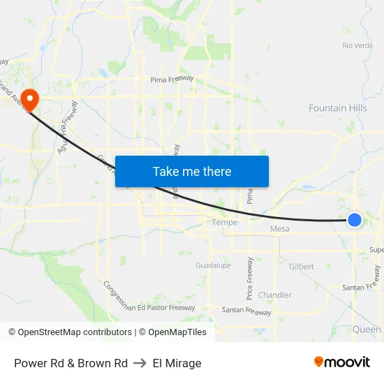 Power Rd & Brown Rd to El Mirage map