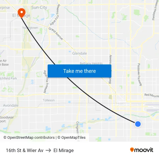 16th St & Wier Av to El Mirage map