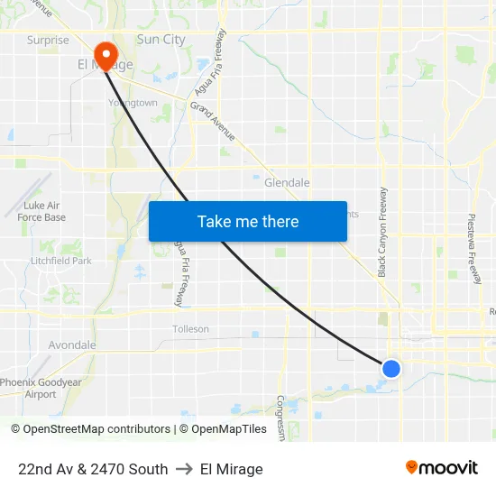 22nd Av & 2470 South to El Mirage map