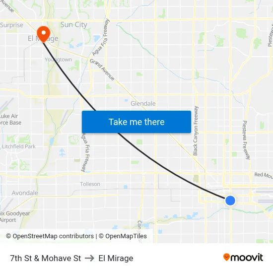 7th St & Mohave St to El Mirage map