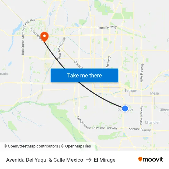 Avenida Del Yaqui & Calle Mexico to El Mirage map