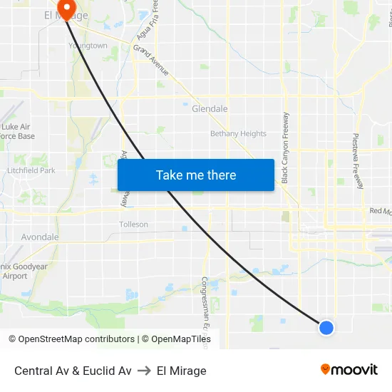 Central Av & Euclid Av to El Mirage map
