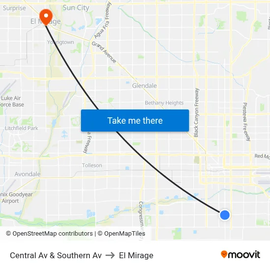 Central Av & Southern Av to El Mirage map
