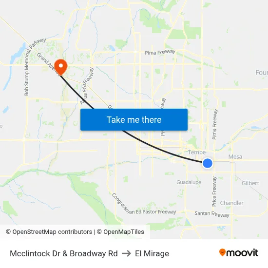 Mcclintock Dr & Broadway Rd to El Mirage map